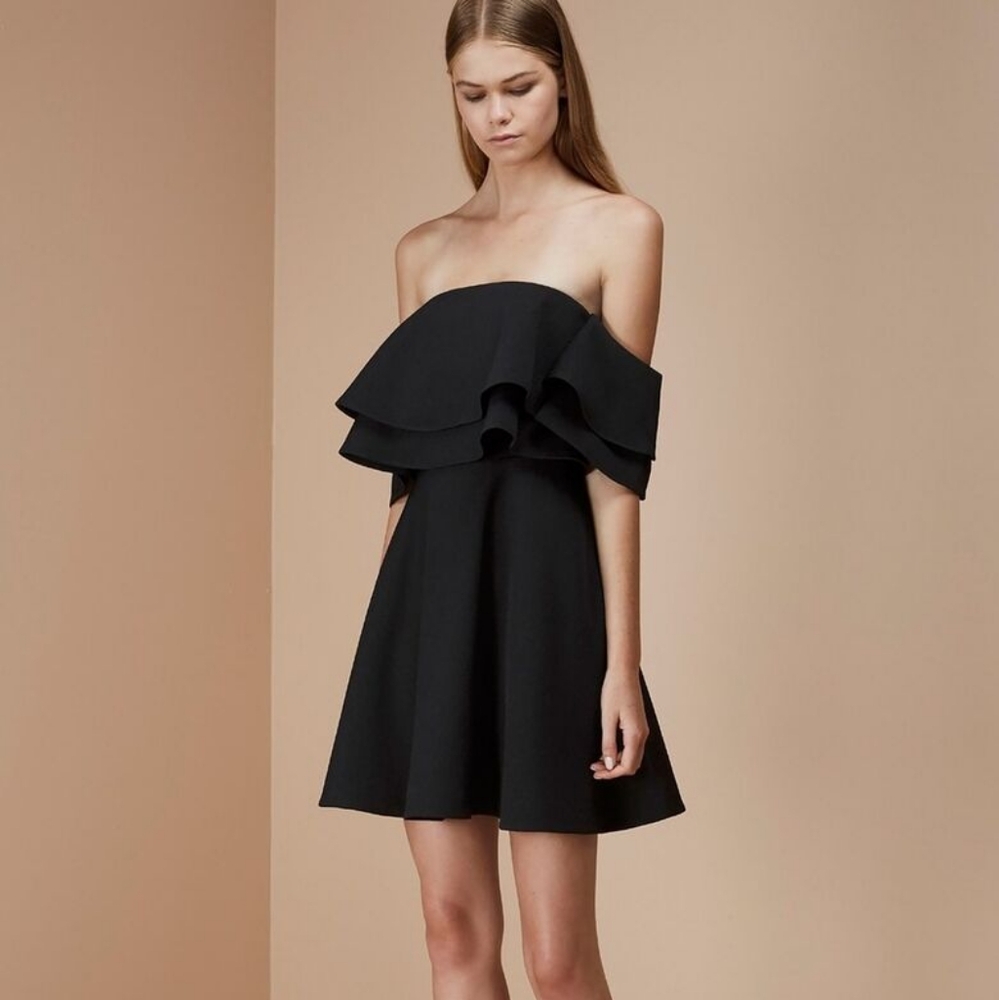 NWOT KEEPSAKE THE LABEL Black Two Fold Off the Shoulder Mini dress Sz M